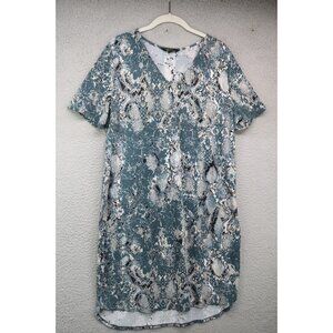 Christian Sirlano Snakeskin Print Short Sleeve Dress-Size Large